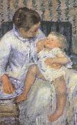 Mary Cassatt Mother about to wash her sleepy child Germany oil painting artist